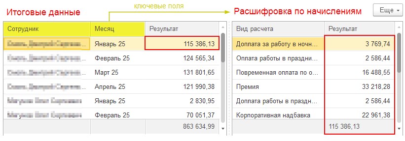 Связь табличных частей